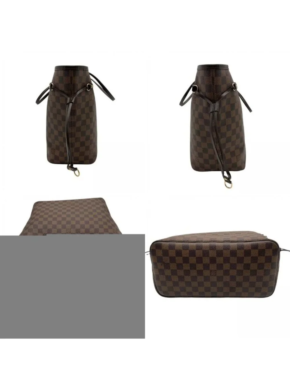 Louis Vuitton Damier Ebene Neverfull MM Tote Handle Shoulder Leather Brown